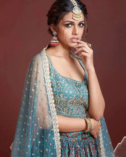 Zeel 106 Blue Chinon Wedding Wear Lehenga Choli Design