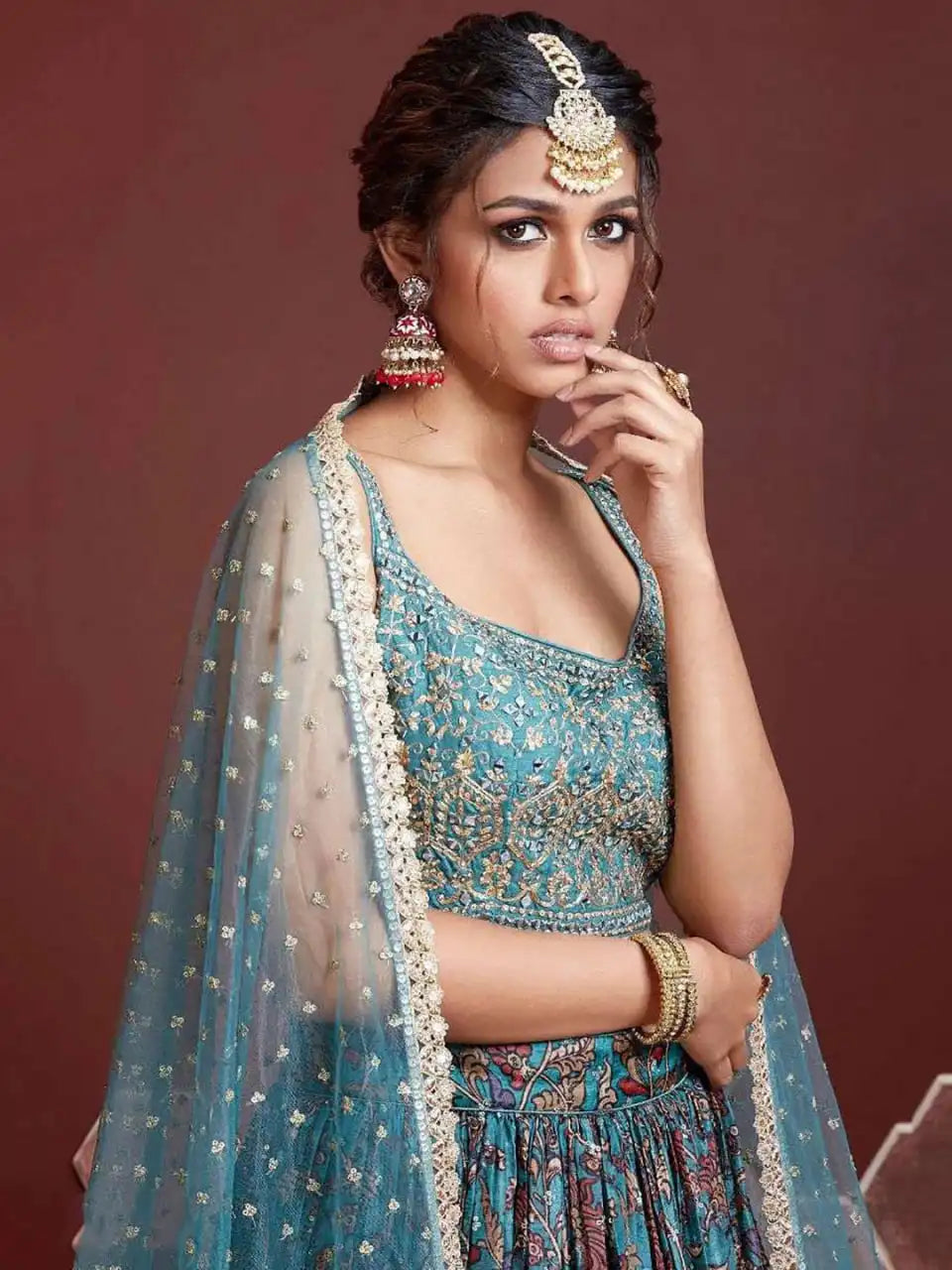 Zeel 106 Blue Chinon Wedding Wear Lehenga Choli Design