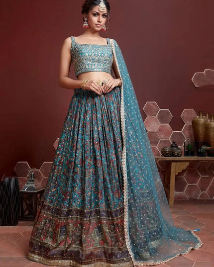 Zeel 106 Blue Chinon Wedding Wear Lehenga Choli Design