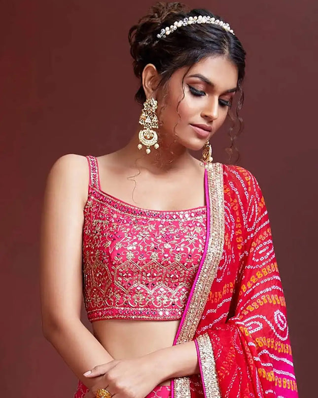Zeel 105 Pink Chinon Lehenga Kalamkari Digital Print Sequins Embroidery Wedding Design