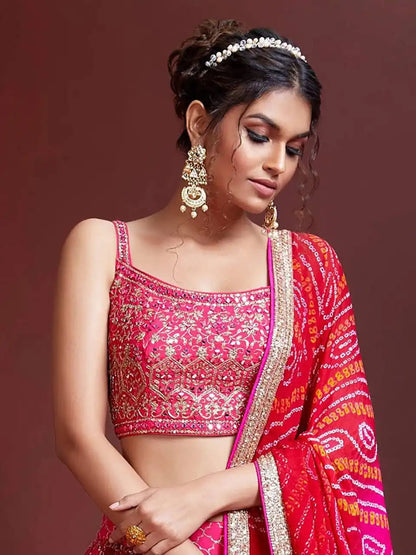 Zeel 105 Pink Chinon Lehenga Kalamkari Digital Print Sequins Embroidery Wedding Design