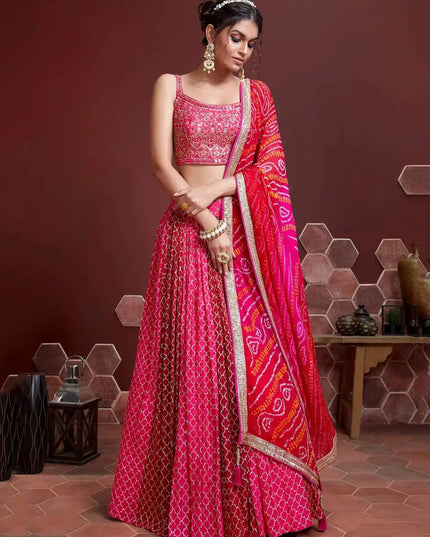 Zeel 105 Pink Chinon Lehenga Kalamkari Digital Print Sequins Embroidery Wedding Design
