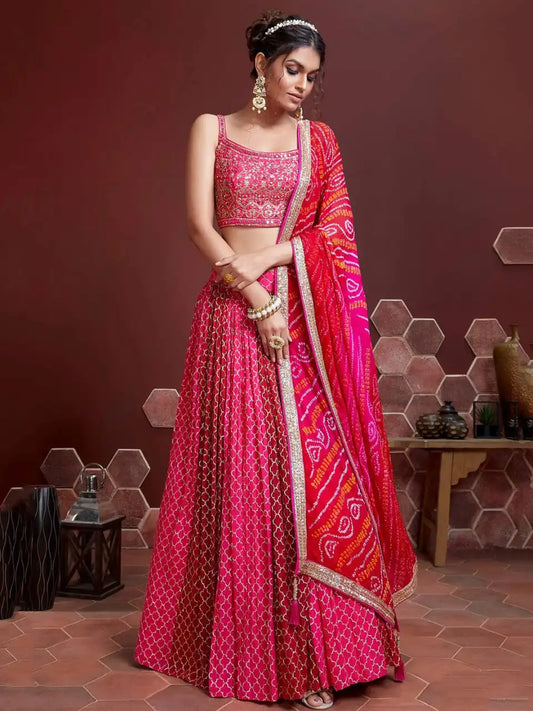 Zeel 105 Pink Chinon Lehenga Kalamkari Digital Print Sequins Embroidery Wedding Design