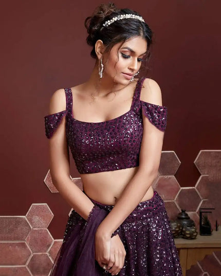 Zeel 104 Purple Soft Net Western lehenga Choli Party Wear Collection