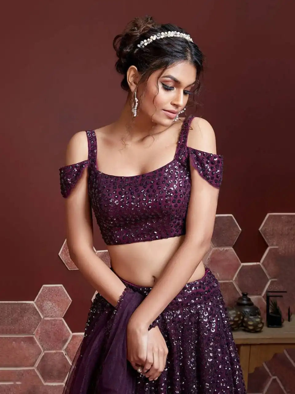 Zeel 104 Purple Soft Net Western lehenga Choli Party Wear Collection