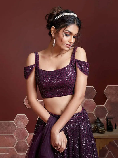 Zeel 104 Purple Soft Net Western lehenga Choli Party Wear Collection
