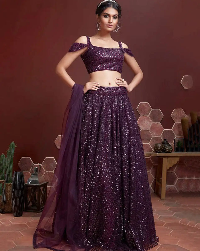 Zeel 104 Purple Soft Net Western lehenga Choli Party Wear Collection