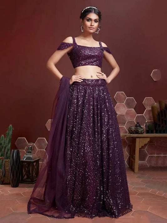 Zeel 104 Purple Soft Net Western lehenga Choli Party Wear Collection