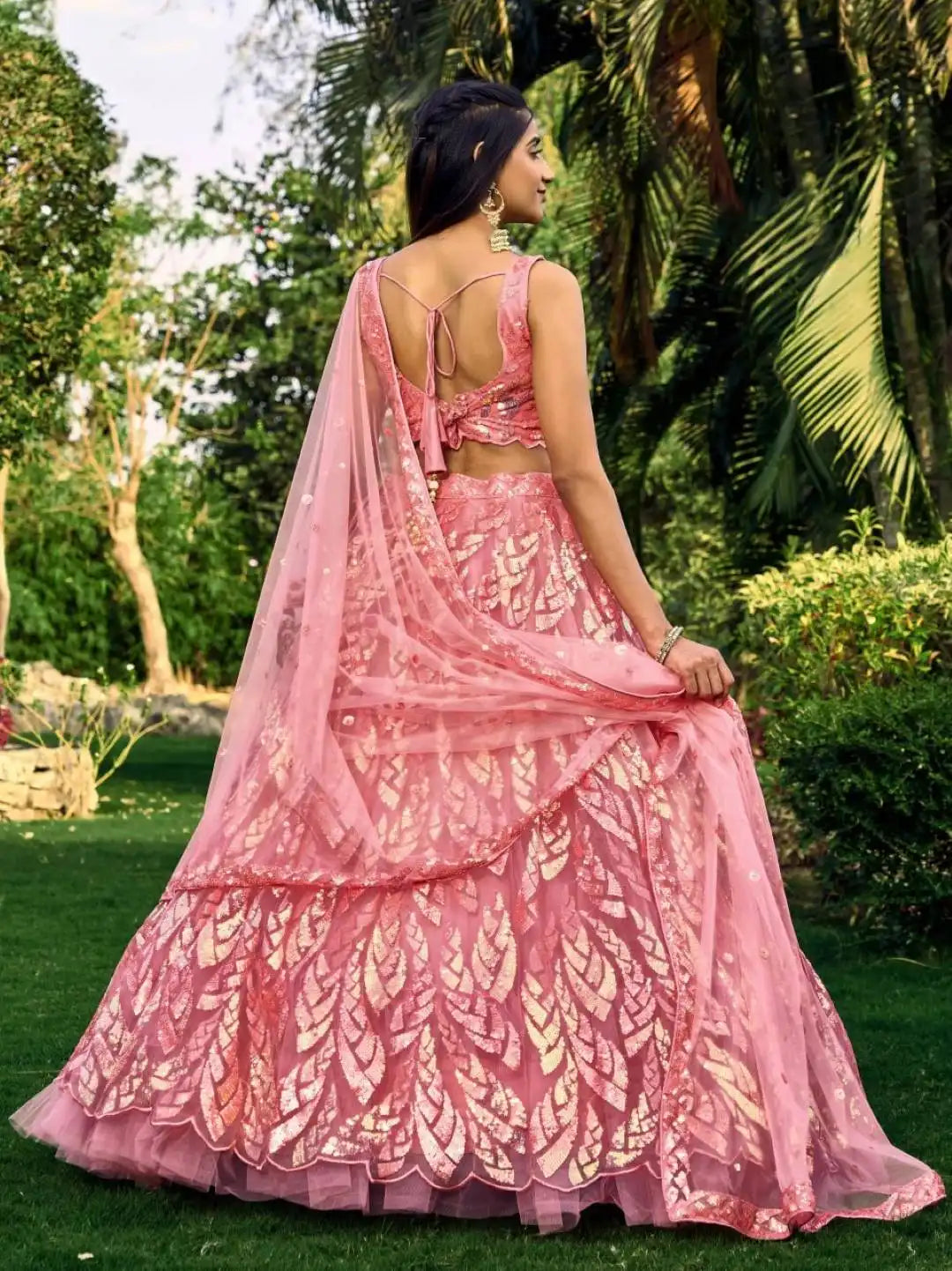 Zeel 5101 Pink Party Wear Soft Net lehenga Choli Multiple Sequins Embroidery
