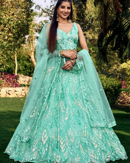 Zeel 5101 Sky Blue Party Wear Soft Net lehenga Choli Multiple Sequins Embroidery