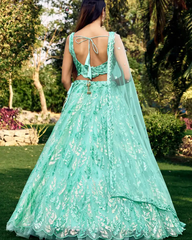 Zeel 5101 Sky Blue Party Wear Soft Net lehenga Choli Multiple Sequins Embroidery