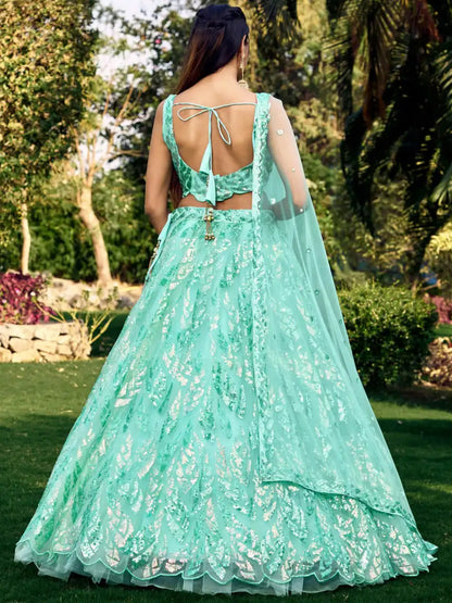 Zeel 5101 Sky Blue Party Wear Soft Net lehenga Choli Multiple Sequins Embroidery