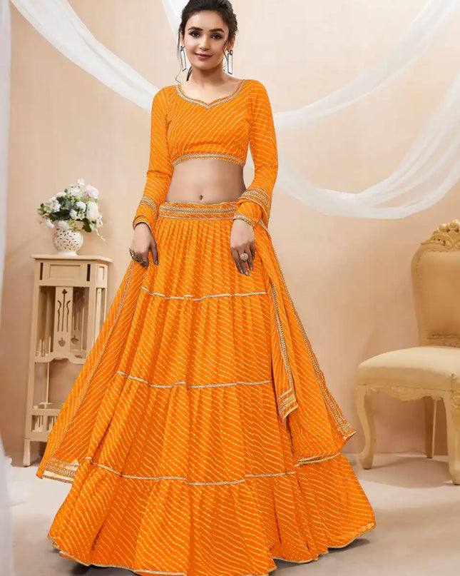 Zeel Lavish Vol 01 Gergette Lehenga Choli Leheriya Print With Ruffle Design