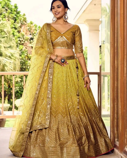 Zeel Kimaya 5057 Yellow Ark Silk Lehenga Choli Sequins Thread Embroidery Wedding Design
