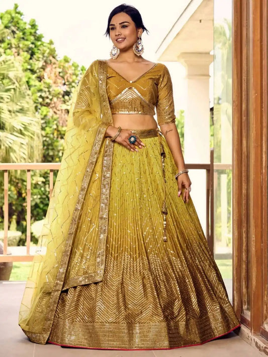 Zeel Kimaya 5057 Yellow Ark Silk Lehenga Choli Sequins Thread Embroidery Wedding Design