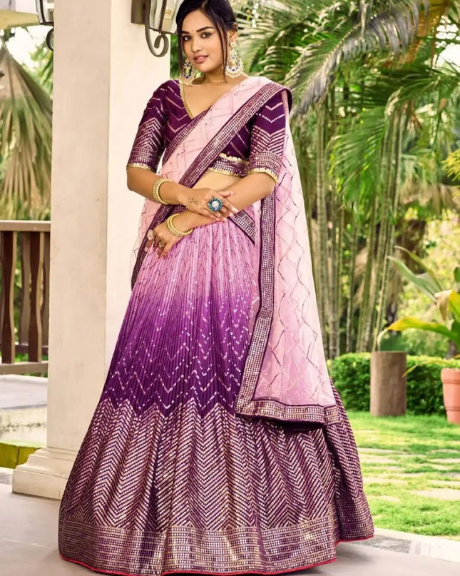 Zeel Kimaya 5057 Purpel  Ark Silk Lehenga Choli Sequins Thread Embroidery Wedding Design