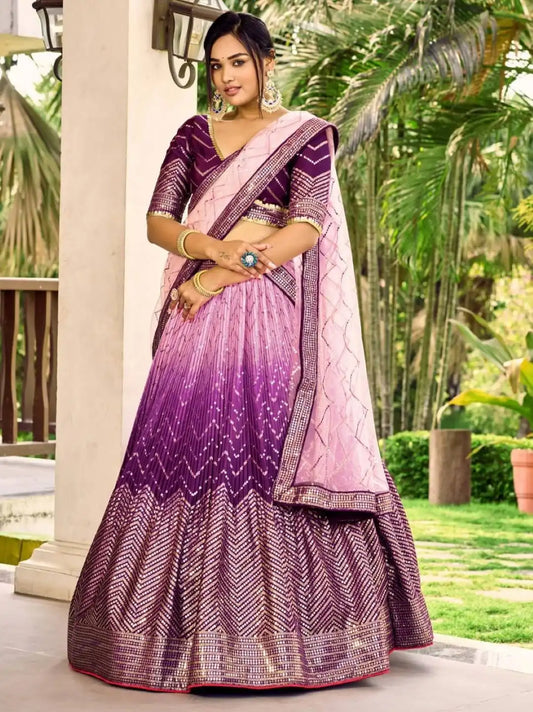 Zeel Kimaya 5057 Purpel  Ark Silk Lehenga Choli Sequins Thread Embroidery Wedding Design