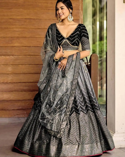 Zeel Kimaya 5057 Grey Ark Silk Lehenga Choli Sequins Thread Embroidery Wedding Design