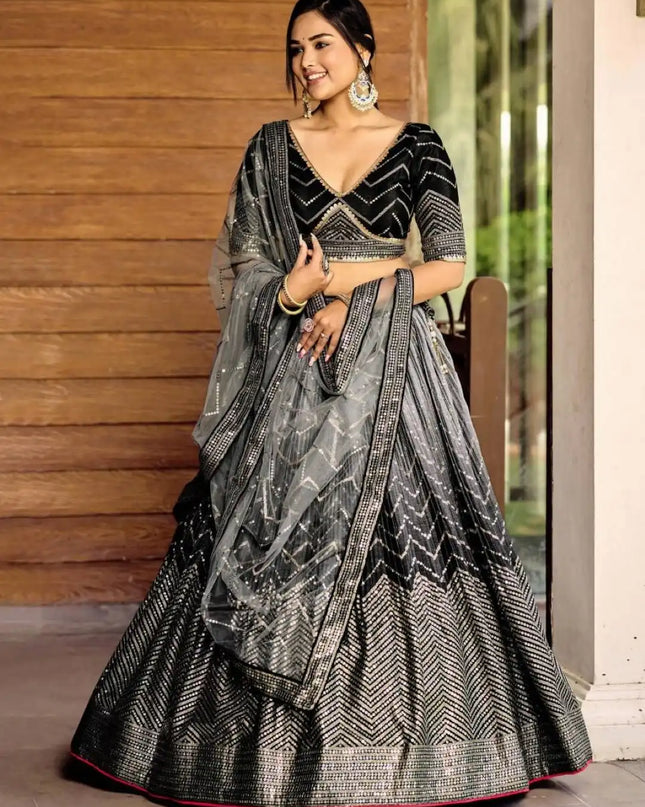 Zeel Kimaya 5057 Grey Ark Silk Lehenga Choli Sequins Thread Embroidery Wedding Design
