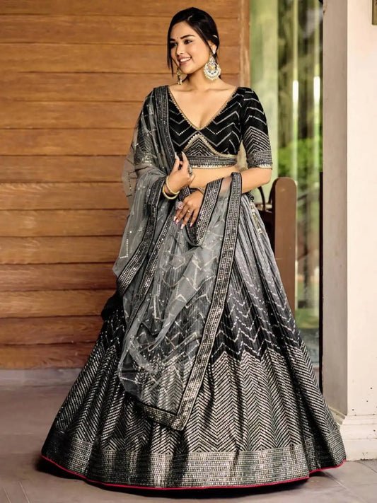 Zeel Kimaya 5057 Grey Ark Silk Lehenga Choli Sequins Thread Embroidery Wedding Design
