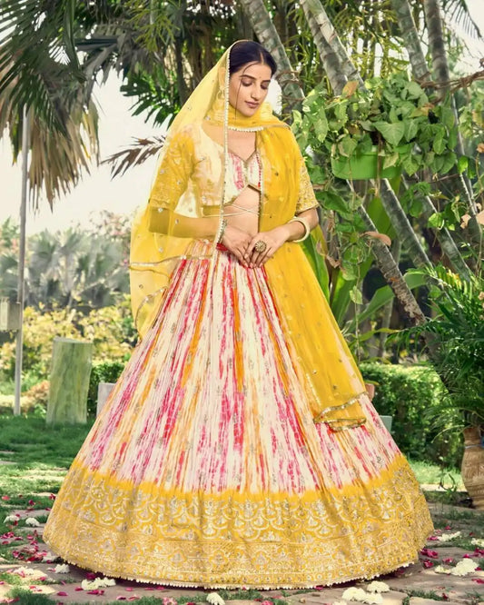 Zeel Lavanya 5051 Yellow Color Chinon Silk Lehenga Choli Wedding Collection