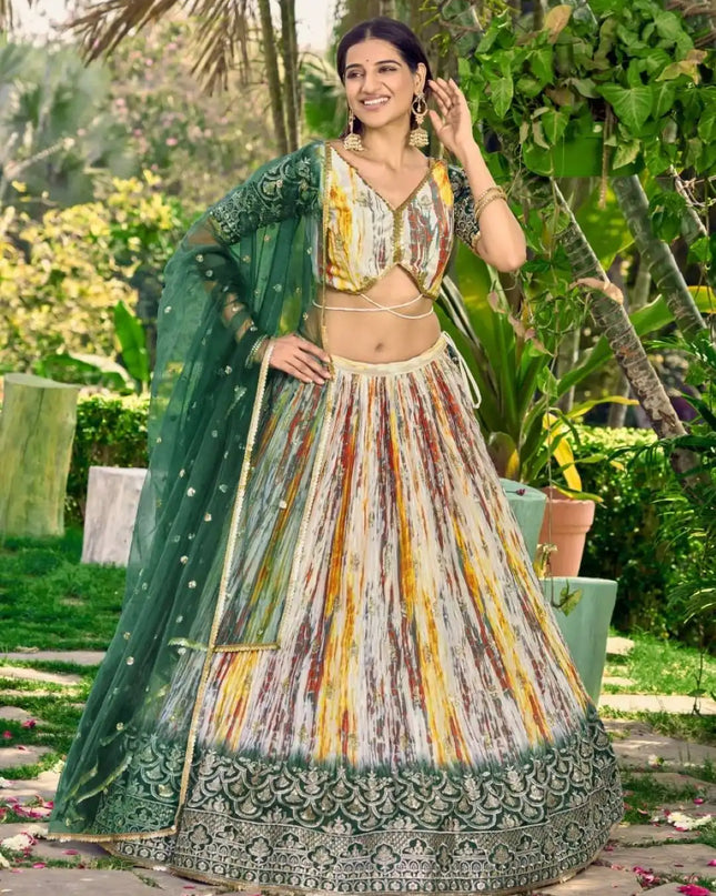 Zeel Lavanya 5051 Green Color Chinon Silk Lehenga Choli Wedding Collection