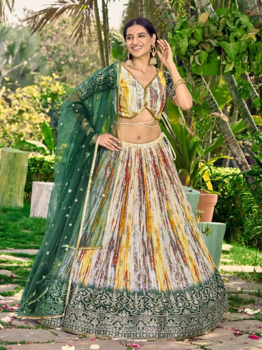 Zeel Lavanya 5051 Green Color Chinon Silk Lehenga Choli Wedding Collection