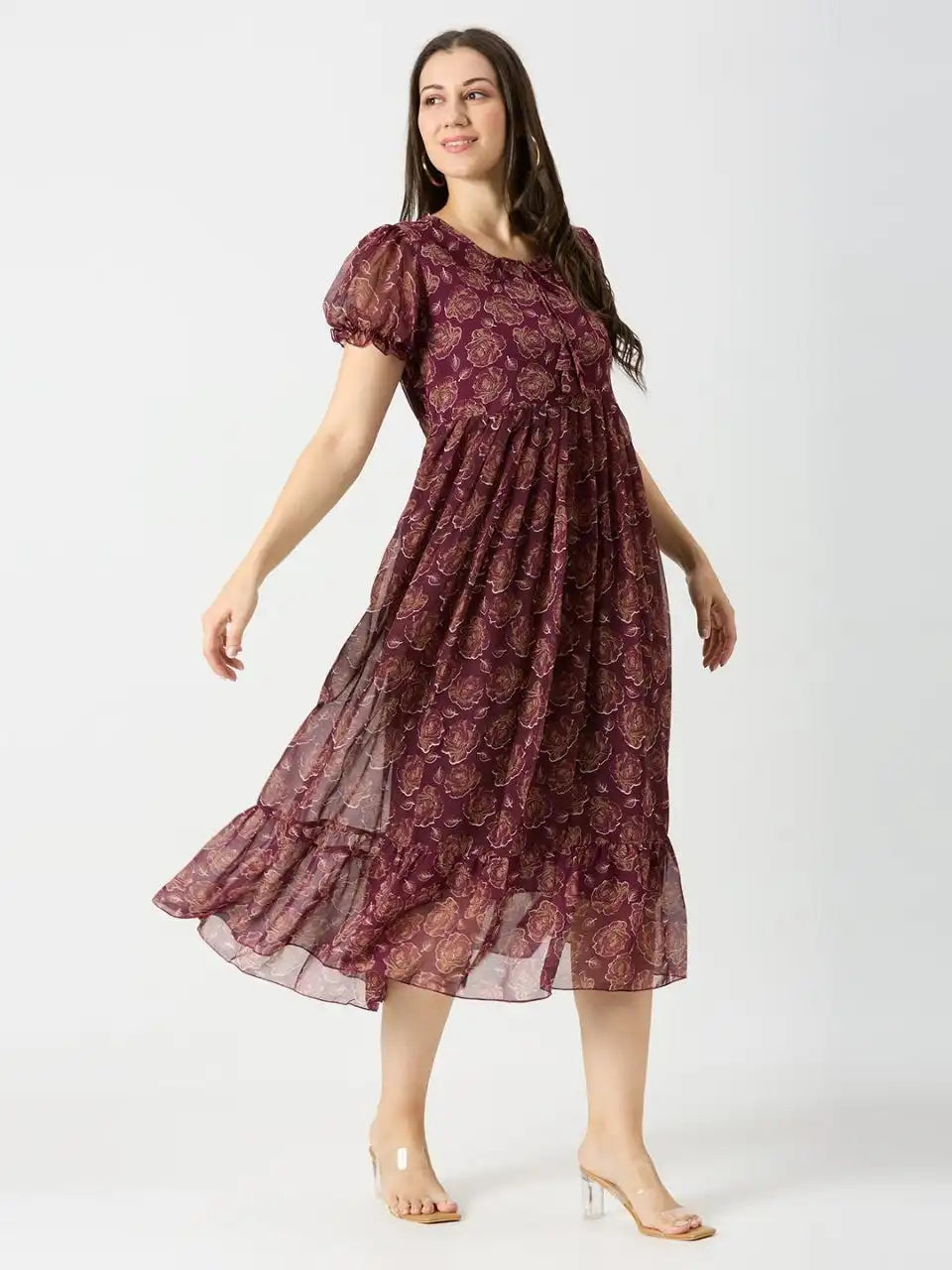 RM Georgette Long Maxi Dress Printed Design