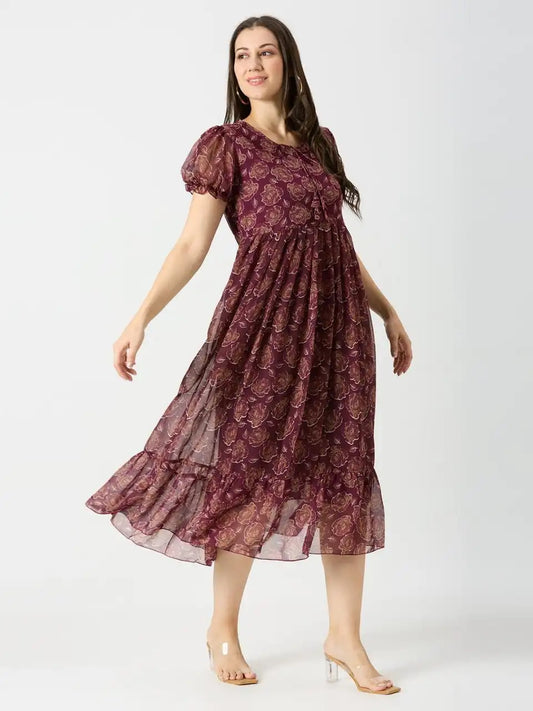 RM Georgette Long Maxi Dress Printed Design