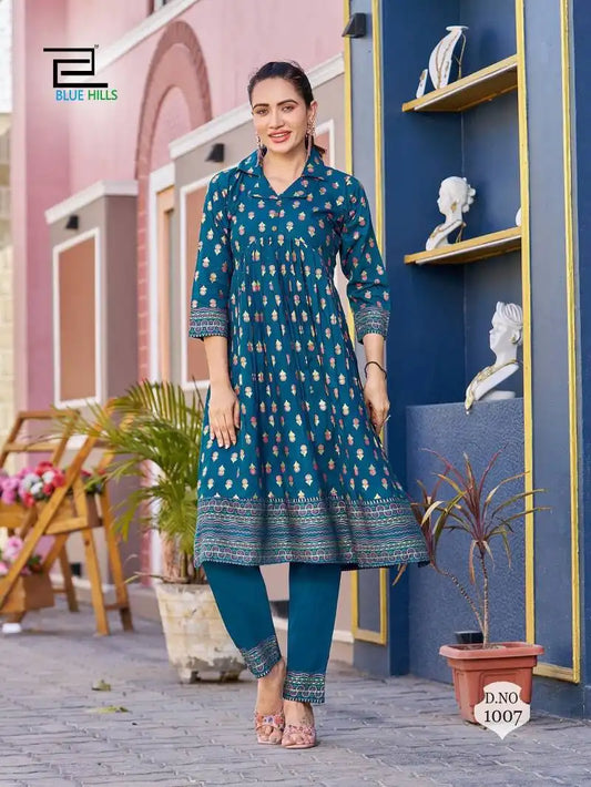 Blue Hills Cassata Alia Cut Designer Kurti With Pant Anarkali Collection