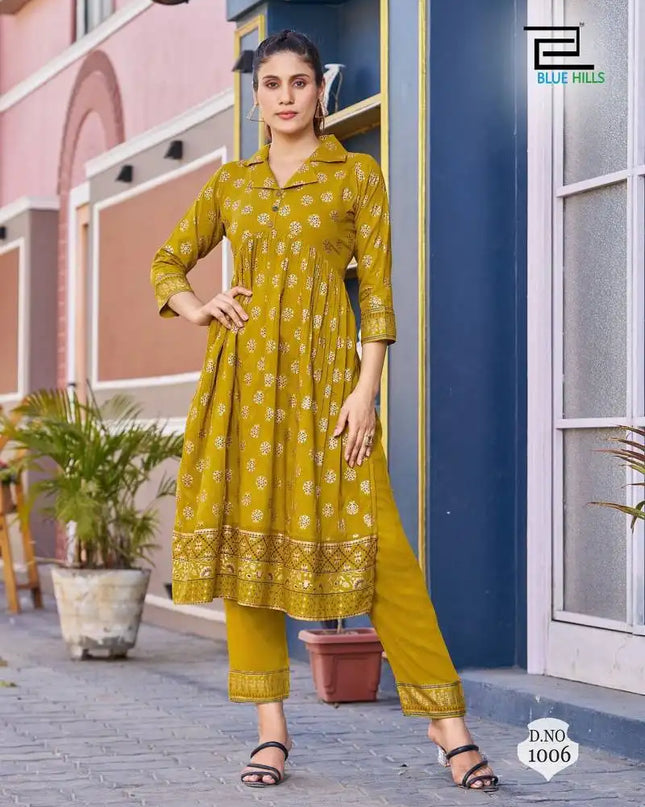 Blue Hills Cassata Alia Cut Designer Kurti With Pant Collection