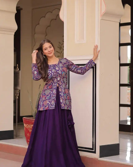 Mohini 7129 Simmer Vichitra Purple Skirt With Koti Latest Design