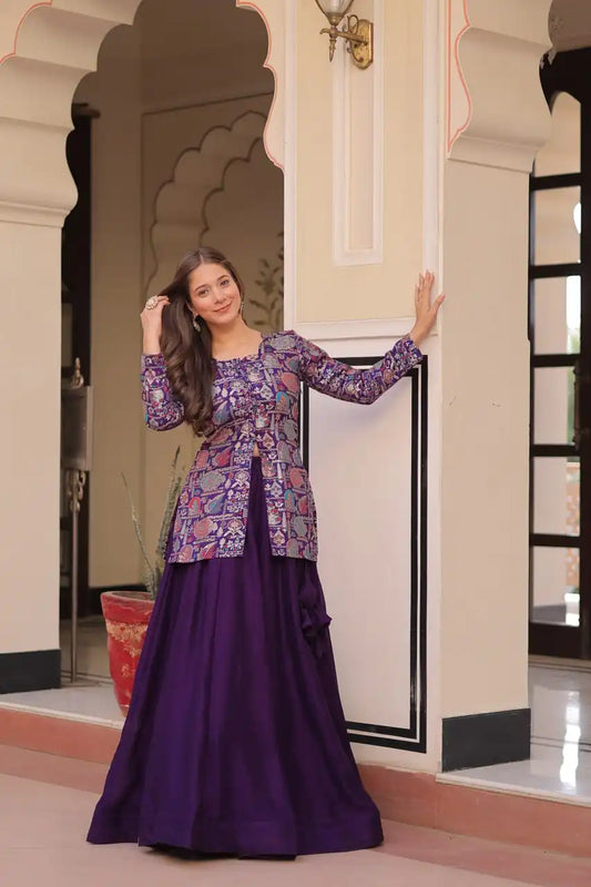 Mohini 7129 Simmer Vichitra Purple Skirt With Koti Latest Design