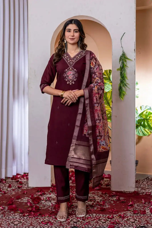 Lila 12 Viscose Silk Kurti Pant Dupatta Hand Work Diwali Collection