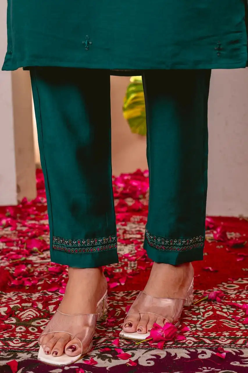 Lila 12 Viscose Silk Kurti Pant Dupatta Hand Work Festival Collection