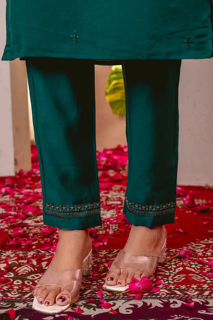 Lila 12 Viscose Silk Kurti Pant Dupatta Hand Work Festival Collection