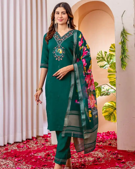 Lila 12 Viscose Silk Kurti Pant Dupatta Hand Work Festival Collection