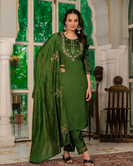 Lila Vol 16 Marina Silk Readymade Party Wear Kurti Set Thread Work