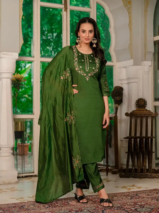 Lila Vol 16 Marina Silk Readymade Party Wear Kurti Set Thread Work
