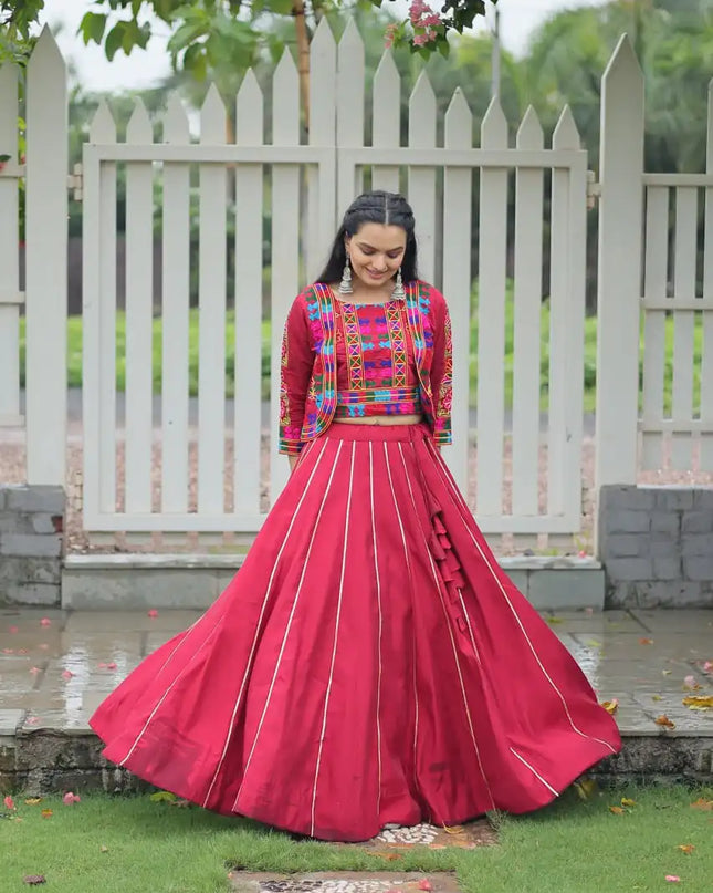 Mohini 7132 Roman Pink Color Lehenga Choli Navratri Gota Patti Lace Collection
