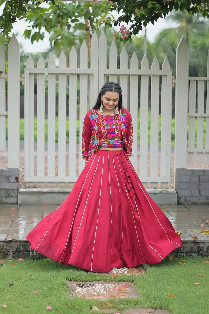 Mohini 7132 Roman Pink Color Lehenga Choli Navratri Gota Patti Lace Collection
