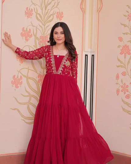Mohini 9237 Pink Color Blooming Flair Gown Sequins & Zari Emboidery Work