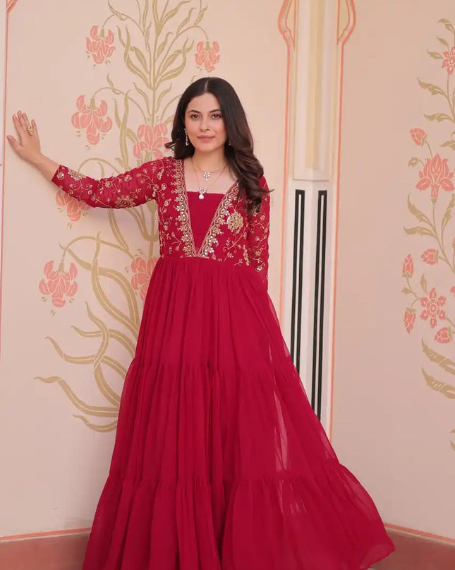 Mohini 9237 Pink Color Blooming Flair Gown Sequins & Zari Emboidery Work