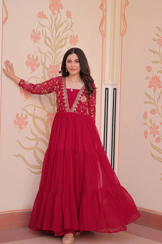 Mohini 9237 Pink Color Blooming Flair Gown Sequins & Zari Emboidery Work