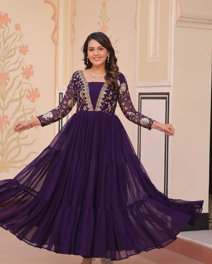 Mohini 9237 Purple Color Blooming Flair Gown Sequins & Zari Emboidery Work