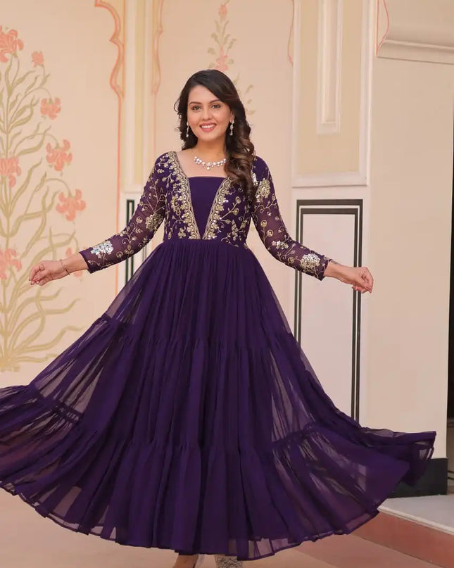 Mohini 9237 Purple Color Blooming Flair Gown Sequins & Zari Emboidery Work