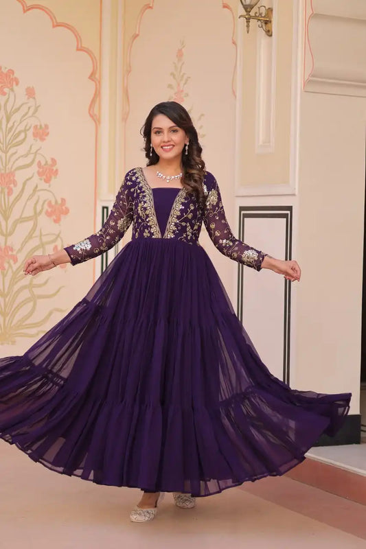 Mohini 9237 Purple Color Blooming Flair Gown Sequins & Zari Emboidery Work