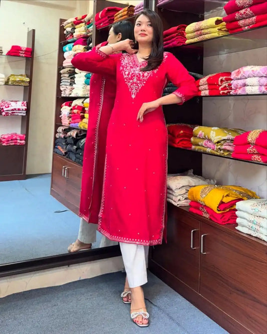 Yasu Vol 59 Banana Silk Kurti Pant With Embroidery Work