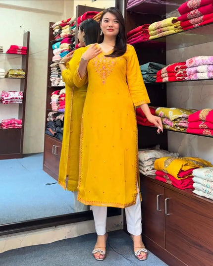 Yasu Vol 59 Banana Silk Kurti Pant With Embroidery Work 2025