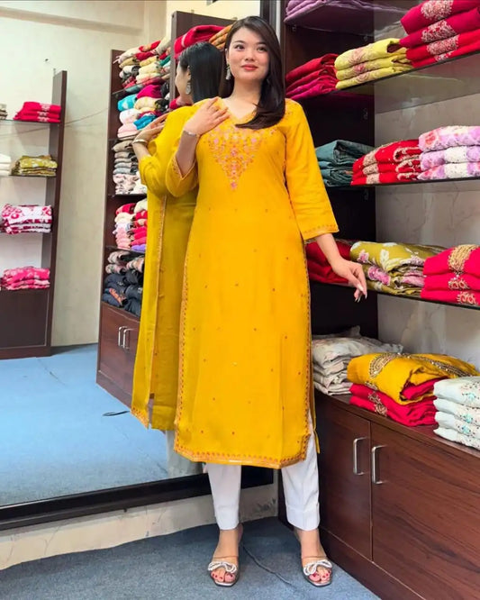 Yasu Vol 59 Banana Silk Kurti Pant With Embroidery Work 2025